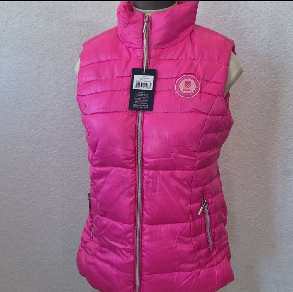 Women's K-Swiss Pink Puffer Vest NWT